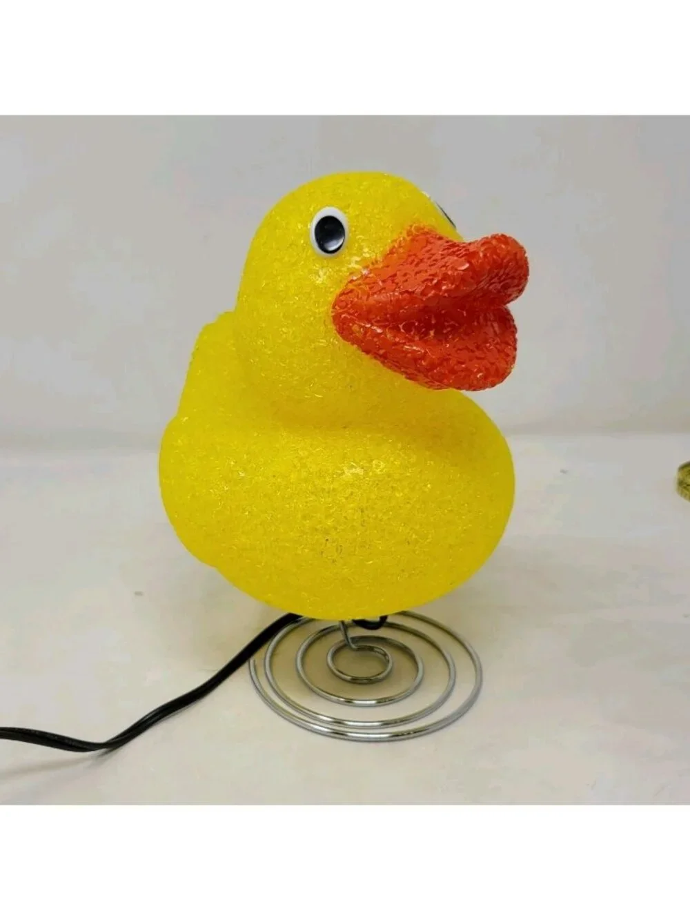 Vintage Yellow Beaded Acrylic Duck Table Lamp Retro Rubber Popcorn Plastic